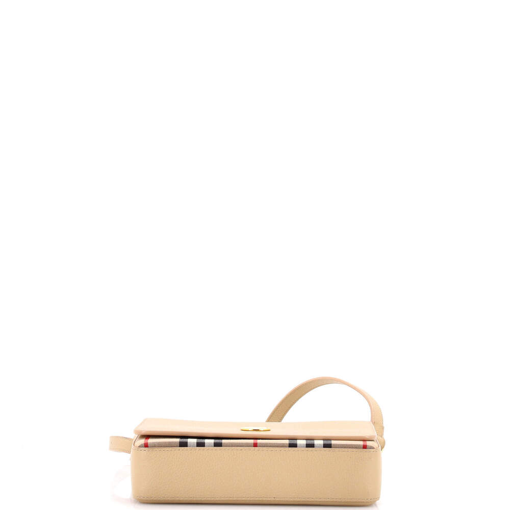 Burberry Mini Note Crossbody Bag Leather with Vintage Check Canvas - Picture 4 of 6